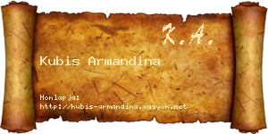Kubis Armandina névjegykártya